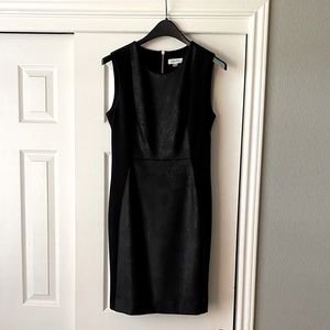 Calvin Klein LBD with faux snake skin inset.